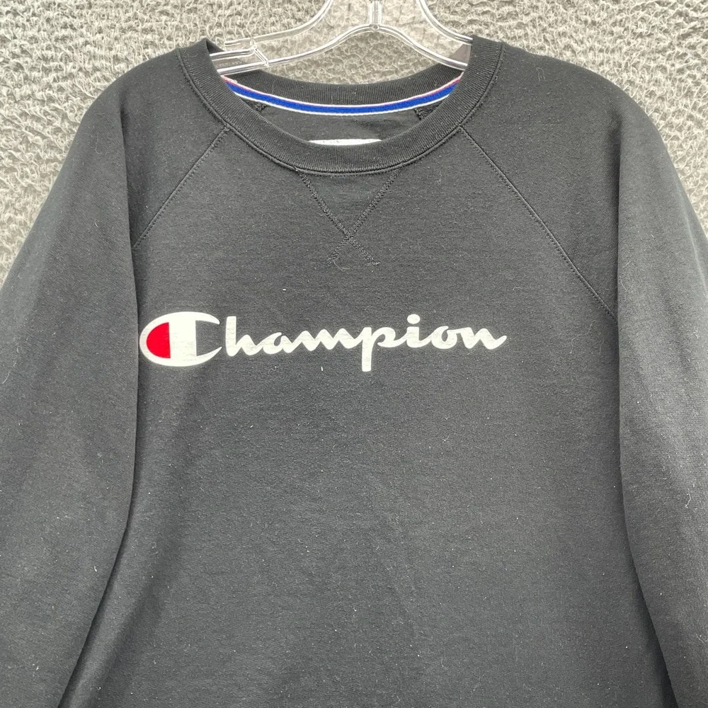 Champion Sweatshirt Men XL Black Logo Sportswear 90s Athletic Casual Comfort Gym